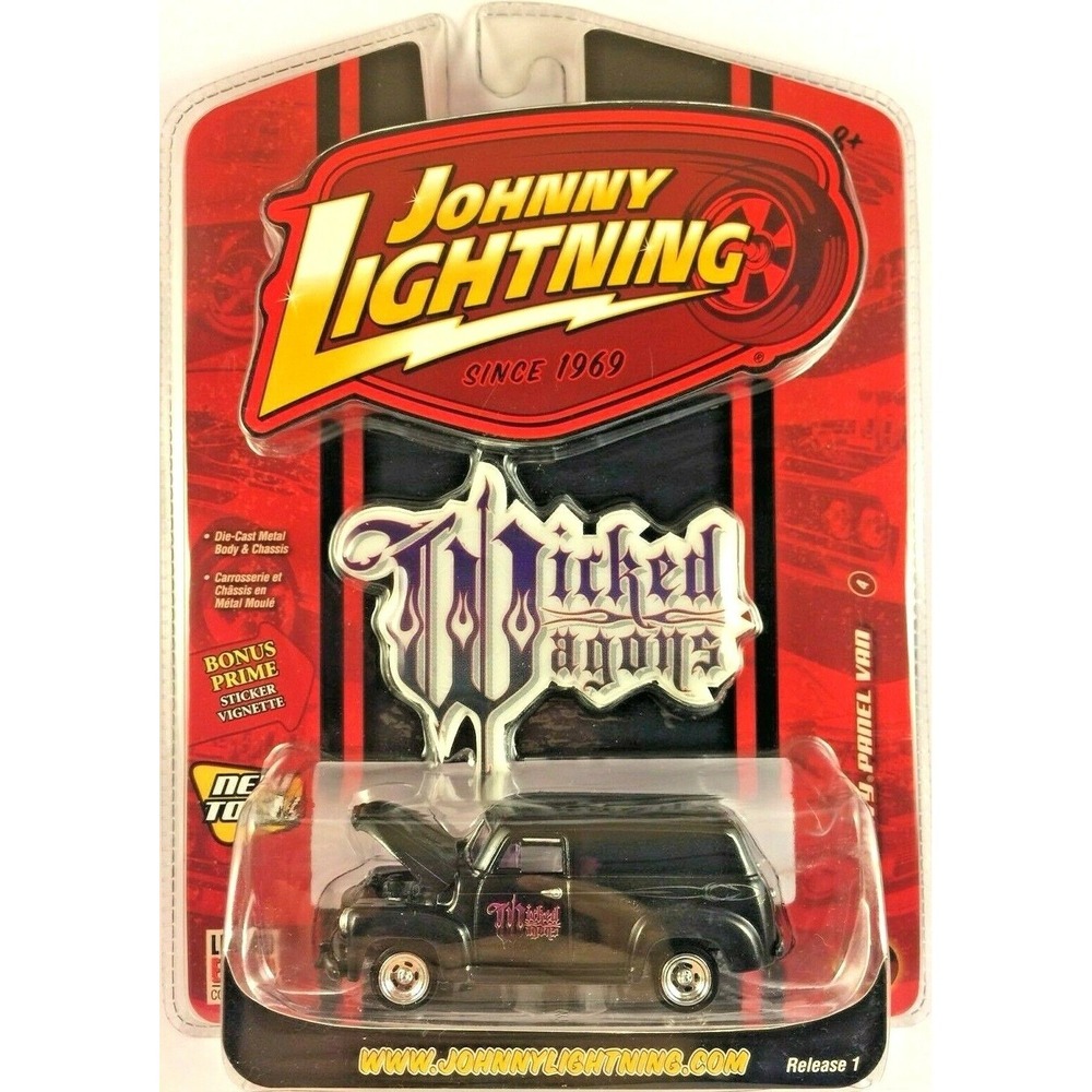 Johnny Lightning Wicked Wagons 1950 '50 Chevrolet Chevy Panel Van Black 1/64
